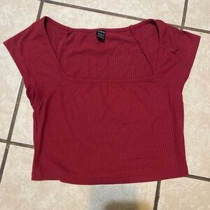 Women's Red Ribbed Crop Top